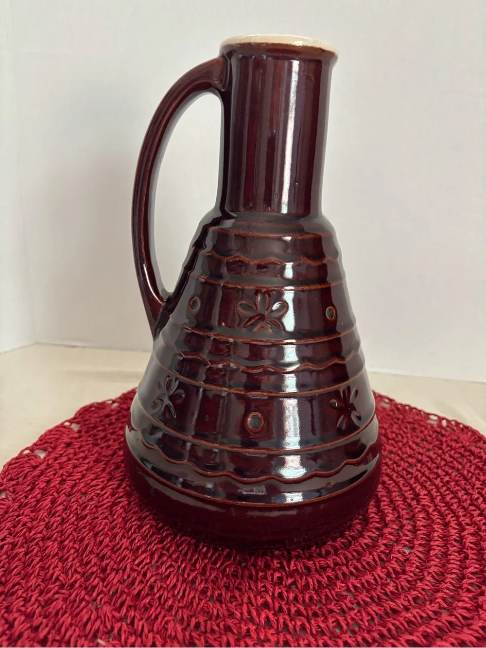Marcrest Daisy Ceramic Pitcher with Handle - Decorative Home Accent